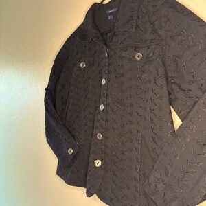 Black Embroidered Western Shirt Shacket | Westbound | Women’s Large